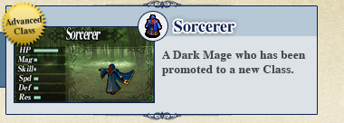 Sorcerer: A Dark Mage who has been promoted to a new Class.